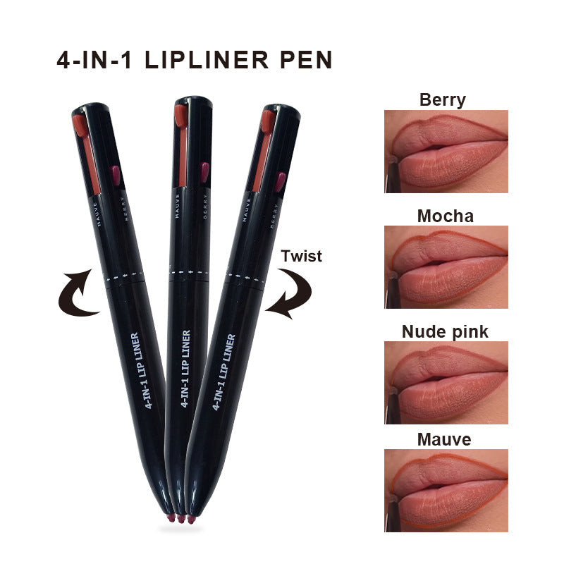 4 In 1 Makeup Lipliner Pencil Waterproof Touch Up Long Lasting Easy Color Ballpoint Eyeliner Pen