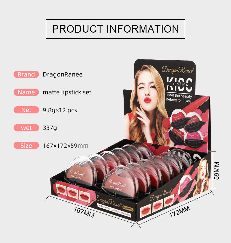 12-color Suit For Making Up Lazy Lip Type Lipstick Lip Balm Matte Finish Lazy Lipstick Box Display Box
