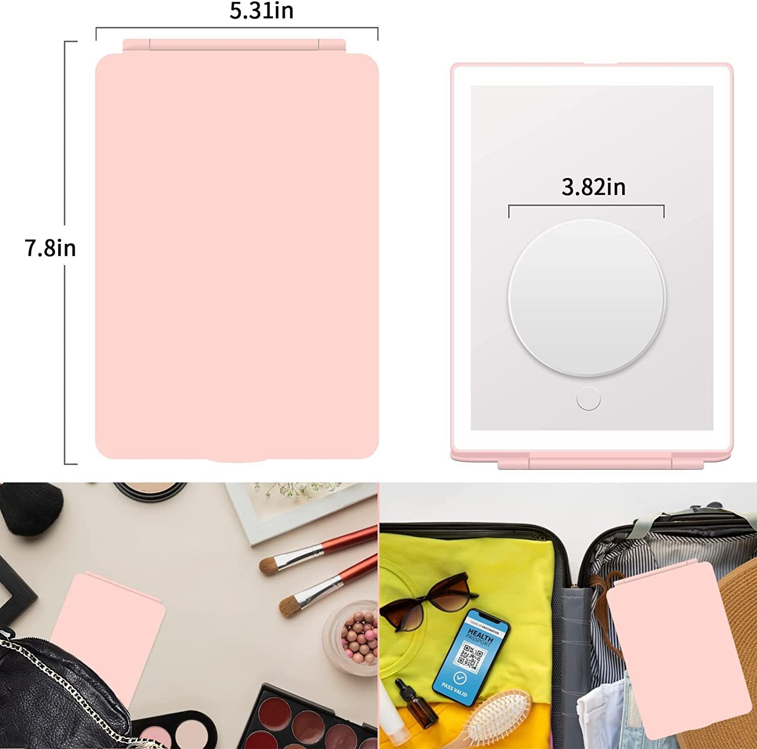 Foldable With Light Touch Led Make-up Mirror